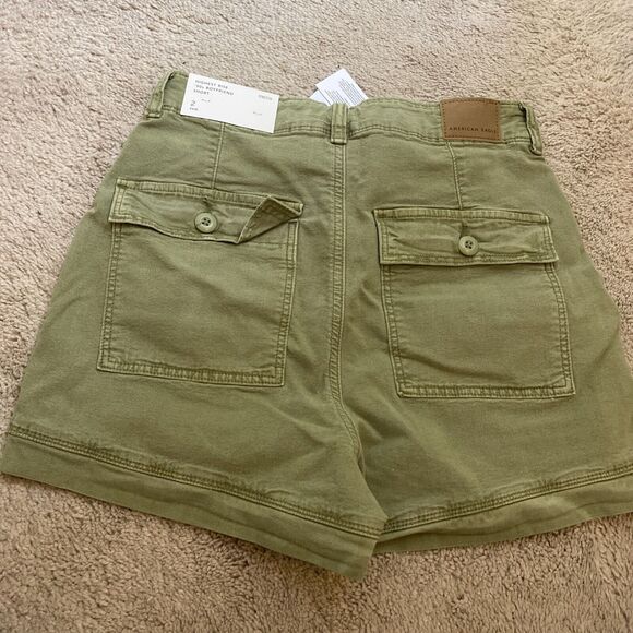 American Eagle Cargo Shorts Womens Size 2 Green Highest Rise 90s Boyfriend - Picture 5 of 9